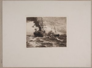 Steamships at Kronborg by Nils Severin Lynge Hansteen