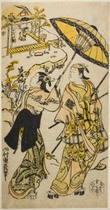 The Portrait of Actors at the Ogura Cottage by Nishimura Shigenaga