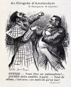 Altercation between Jean Jaures and Jules Guesde (Amsterdam socialist congress) by Noel Dorville, “Le Panache” 5/10/1904.