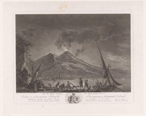 Landscape with Fishermen and Active Vesuvius by Noël Le Mire