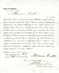 Loyalty oath of Norman Cutter of Missouri, County of St. Louis