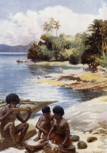 Dinner Time at Kwato, British New Guinea by Norman Hardy