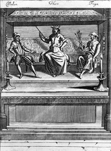 Woden, Thor and Friga, 1670-1680 by Norwegian School