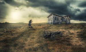 Lonely Figure Forgotten Home by Nuno Araujo