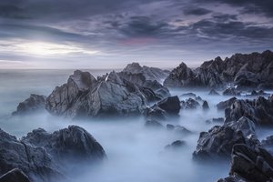Misty Ocean Rocks