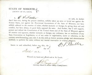 Loyalty Oath of O. S. Fuller of Missouri, County of St. Louis