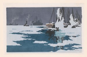 View of Bremerhaven by O. Droegl (signed by artist)