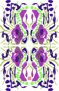 Purple Green Floral Pattern by Odilia W. Y. Fu