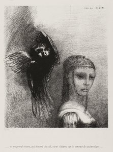 And a Large Bird, Descending From the Sky, Hurls Itself Against the Topmost Point of Her Hair (plate 3 of 10)
