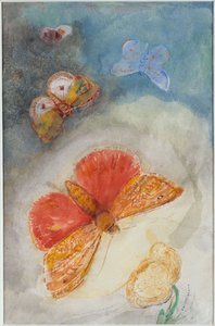 Butterflies and Flower by Odilon Redon