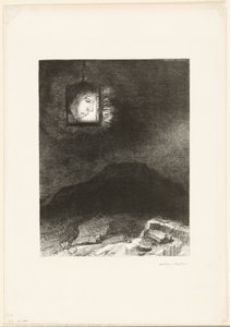 Precarious Glimmering, a Head Suspended from Infinity (plate 3 of 6) by Odilon Redon