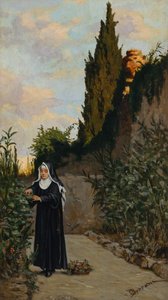 Nun in garden