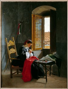 Risorgimento: Woman Sewing an Italian Flag on 26/04/1859
