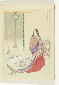 Heian Court Lady (Comparisons Between Beauties and Flowers) (Bijin hana kurabe) by Ogata Gekko