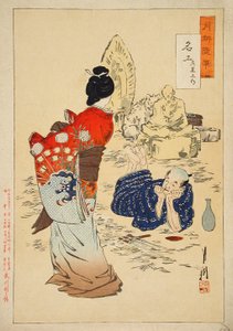 The Sculptor Hidari Jingorō Watching his Work Come to Life by Ogata Gekko