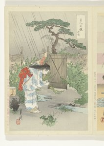 Woman Bending Over Yamabuki Bush by Ogata Gekko