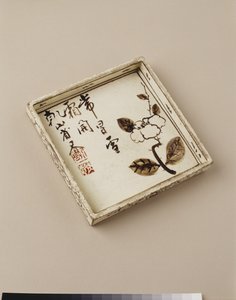 Cake plate with plum design, early 18th century