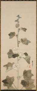 White Hollyhocks by Ogata Korin