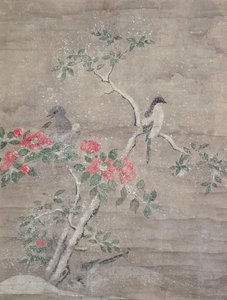 Birds and Camelia in Snow by Ogawa Haritsu