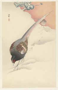 Pair of Pheasants in the Snow by Ohara Koson