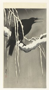 Crow on Snowy Branch by Ohara Koson