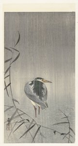 Heron in Rain by Ohara Koson