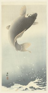 Leaping Carp by Ohara Koson