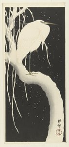 Heron in Snow by Ohara Koson