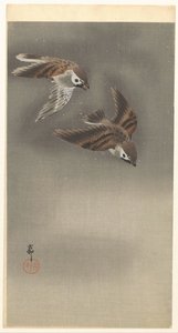 Sparrows in Snow by Ohara Koson