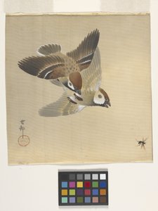 Sparrows Chasing Flying Insects by Ohara Koson