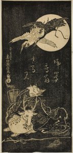 Jurojin with Cranes, a Stag, and a Tortoise by Okumura Masanobu