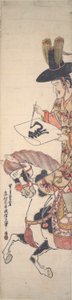 Korean on Horseback Writing the Character by Okumura Masanobu