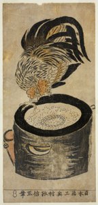 Rooster Perched on Mortar by Okumura Masanobu
