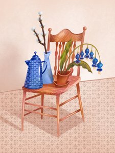 Blue Still Life Chair by Olga Skomorokhova