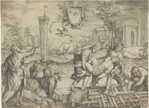 Allegorical Scene with King and Woman by Bonfire by Oliviero Gatti