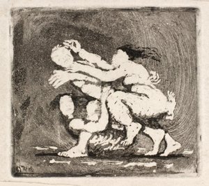 Two Women Fighting Over a Man by Oluf Hartmann