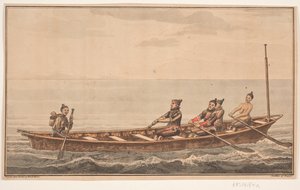 Boat. Illustration to W.A. Graah. Expedition to the east coast of Greenland by Oluf Olufsen Bagge
