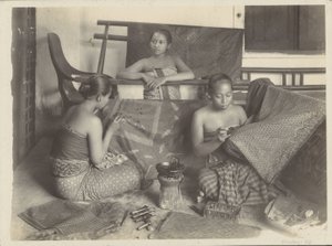 Three Batik-Making Indian Women