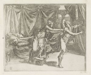 Joseph and the Wife of Potiphar (series title: Paintings in the Loggia of Raphael) by Orazio Borgianni