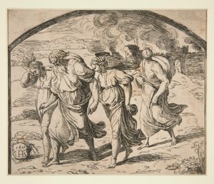 Lot and his family fleeing Sodom