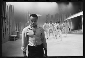Harry Belafonte on set of TV special by Orlando Suero