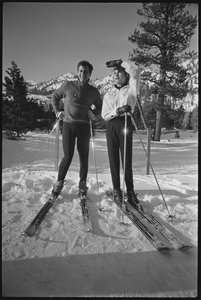 Janet Leigh and Tony Curtis on skis at the Winter Olympics, Squaw Valley, California by Orlando Suero