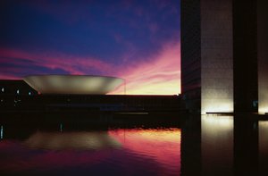 Three Powers Square and National Congress at Sunset by Oscar Niemeyer