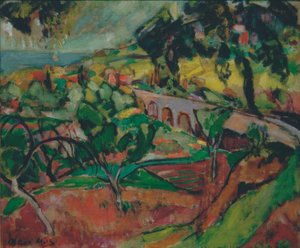 Landscape with Viaduct by Oskar Moll