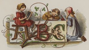 Three girls practicing their writing