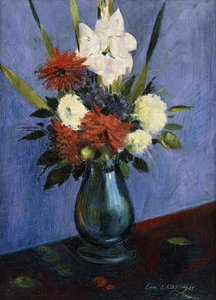 Vase of Flowers with Gladiola and Dahlias by Oskar Schlemmer