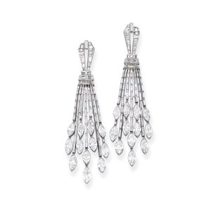 Pair of Art Deco Ear Pendants by Ostertag Ostertag