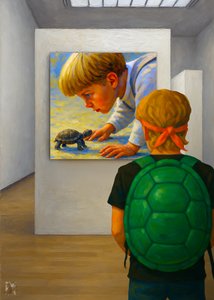 Curious Boy Turtle Painting by Osvaldo Russo