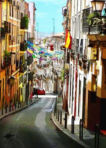 Vibrant Spanish Street by Osvaldo Russo