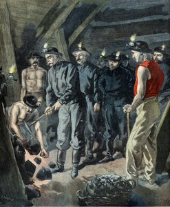 Felix Faure Visiting the Coal Mines at Lens (Engraving)